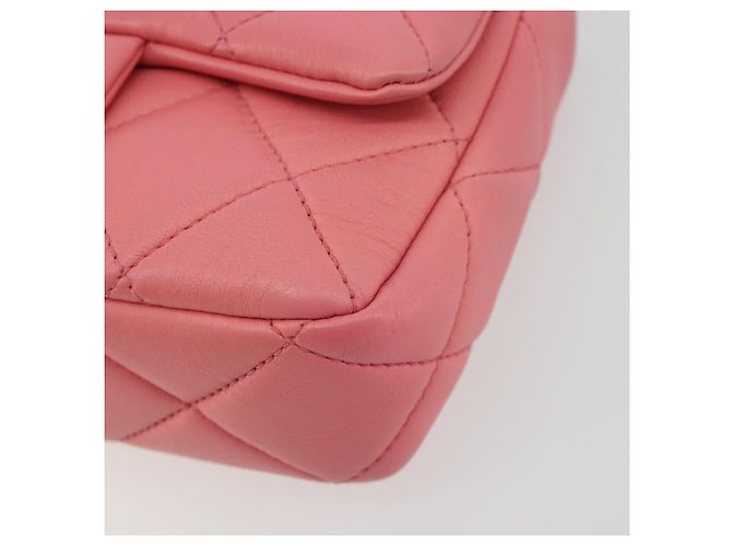 CHANEL Matelasse Chain Shoulder Bag Lamb Skin Pink Gold CC Auth 188796SM Rosa D'oro - vista 12