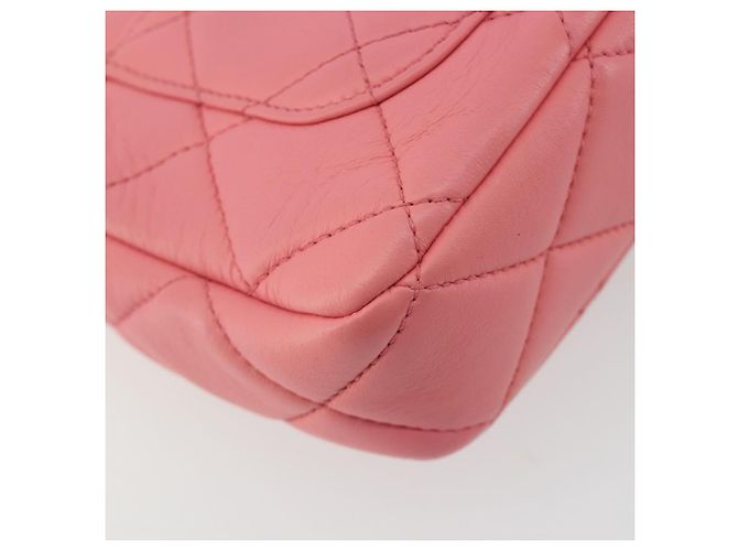 CHANEL Matelasse Chain Shoulder Bag Lamb Skin Pink Gold CC Auth 188796SM Rosa D'oro - vista 15