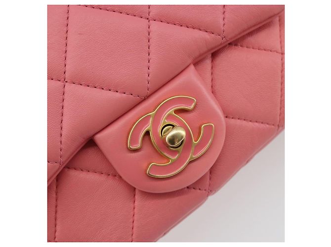 CHANEL Matelasse Chain Shoulder Bag Lamb Skin Pink Gold CC Auth 188796SM Rosa D'oro - vista 16