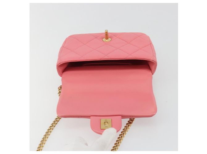 CHANEL Matelasse Chain Shoulder Bag Lamb Skin Pink Gold CC Auth 188796SM Rosa D'oro - vista 17