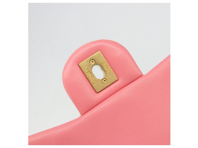 CHANEL Matelasse Chain Shoulder Bag Lamb Skin Pink Gold CC Auth 188796SM Rosa D'oro - vista 18