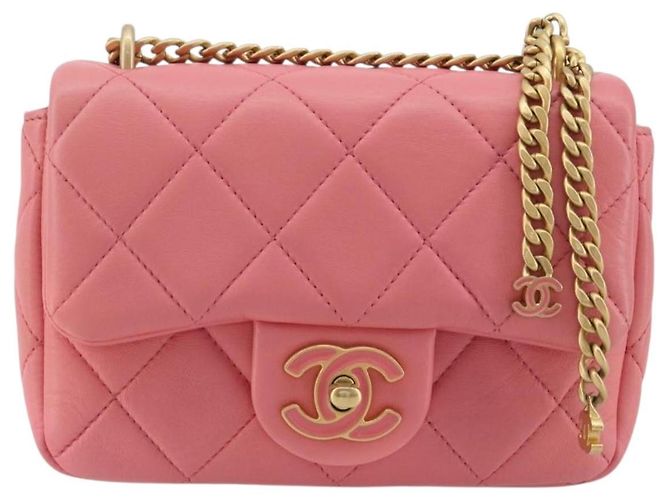 CHANEL Matelasse Chain Shoulder Bag Lamb Skin Pink Gold CC Auth 188796SM Rosa D'oro - vista 2