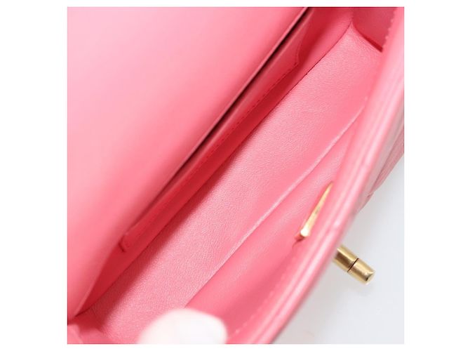 CHANEL Matelasse Chain Shoulder Bag Lamb Skin Pink Gold CC Auth 188796SM Rosa D'oro - vista 20