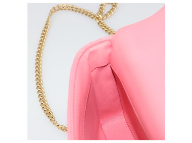 CHANEL Matelasse Chain Shoulder Bag Lamb Skin Pink Gold CC Auth 188796SM Rosa D'oro - vista 22