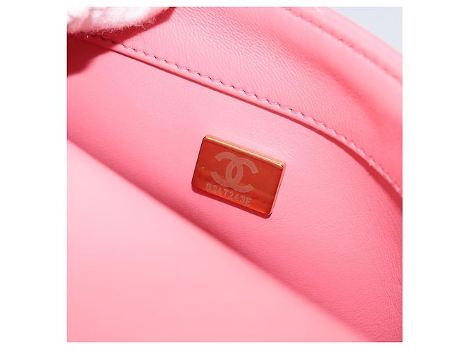 CHANEL Matelasse Chain Shoulder Bag Lamb Skin Pink Gold CC Auth 188796SM Rosa D'oro - vista 24