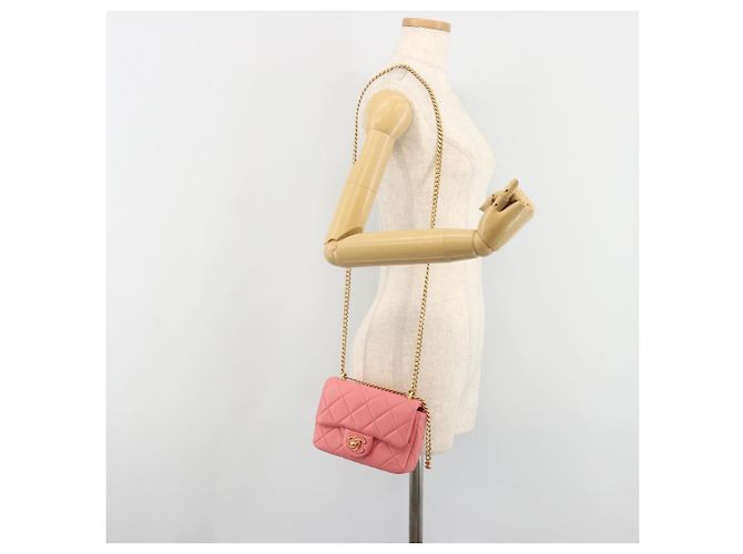 CHANEL Matelasse Chain Shoulder Bag Lamb Skin Pink Gold CC Auth 188796SM Rosa D'oro - vista 25