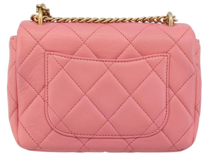 CHANEL Matelasse Chain Shoulder Bag Lamb Skin Pink Gold CC Auth 188796SM Rosa D'oro - vista 3