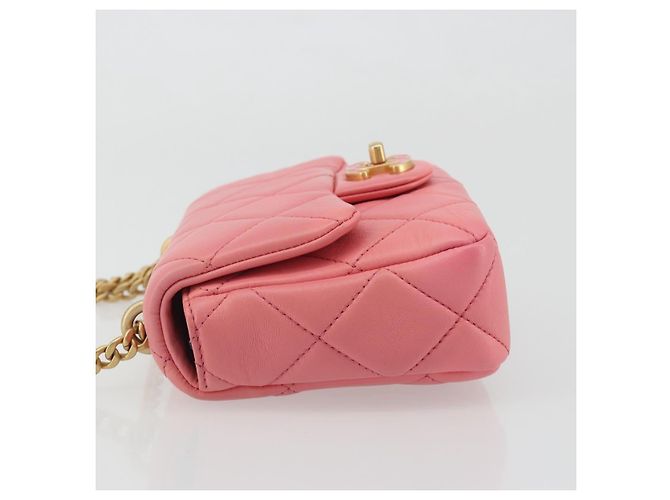 CHANEL Matelasse Chain Shoulder Bag Lamb Skin Pink Gold CC Auth 188796SM Rosa D'oro - vista 5