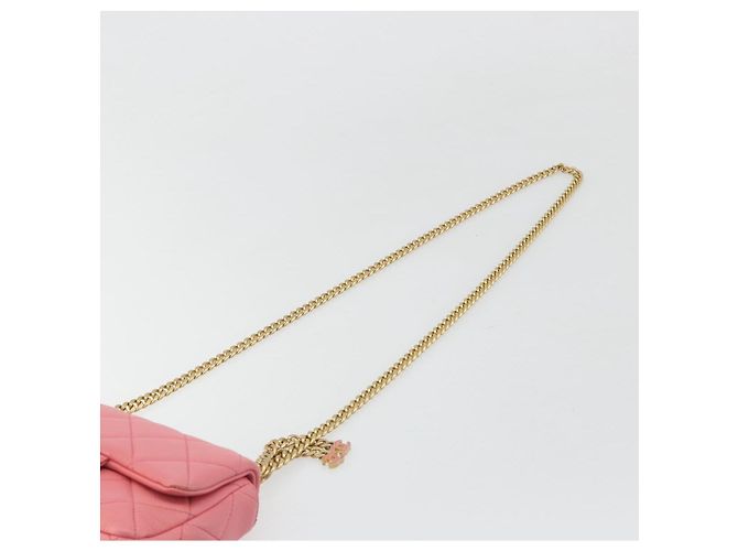 CHANEL Matelasse Chain Shoulder Bag Lamb Skin Pink Gold CC Auth 188796SM Rosa D'oro - vista 8