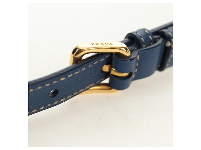 Borsa a Spalla PRADA Nylon 2way Blu Oro Auth 189145V D'oro - vista 12