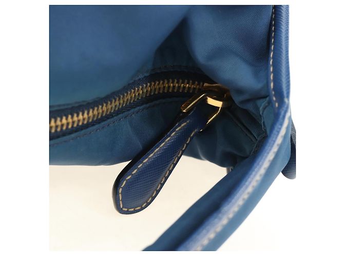 Borsa a Spalla PRADA Nylon 2way Blu Oro Auth 189145V D'oro - vista 20