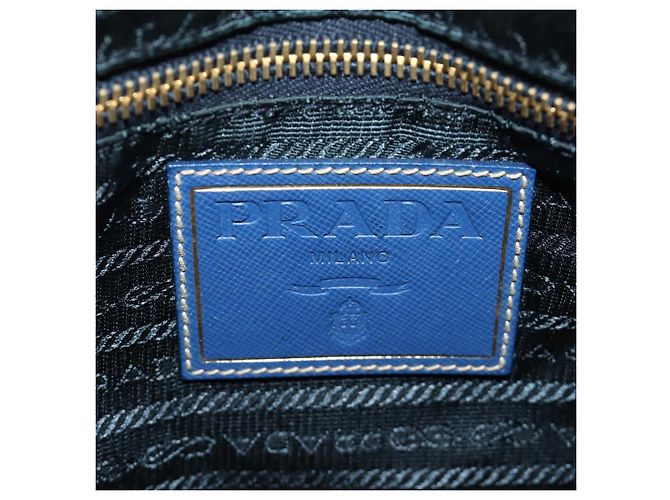 Borsa a Spalla PRADA Nylon 2way Blu Oro Auth 189145V D'oro - vista 21