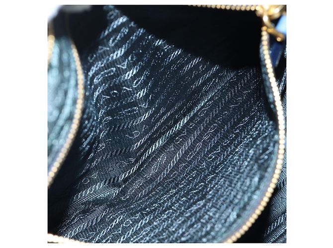 Borsa a Spalla PRADA Nylon 2way Blu Oro Auth 189145V D'oro - vista 26
