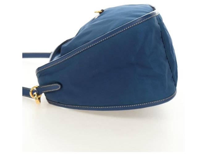 Borsa a Spalla PRADA Nylon 2way Blu Oro Auth 189145V D'oro - vista 4