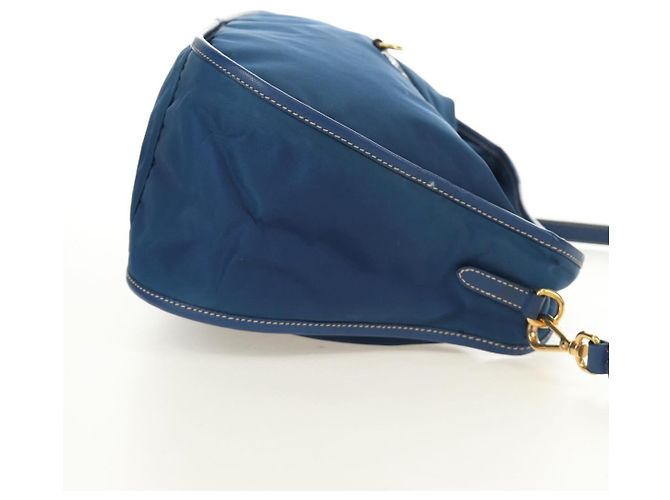 Borsa a Spalla PRADA Nylon 2way Blu Oro Auth 189145V D'oro - vista 5