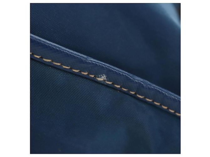 Borsa a Spalla PRADA Nylon 2way Blu Oro Auth 189145V D'oro - vista 6
