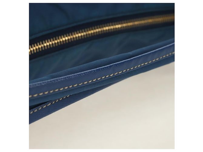 Borsa a Spalla PRADA Nylon 2way Blu Oro Auth 189145V D'oro - vista 8