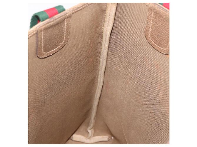 Borsa Tote GUCCI GG Supreme Web Sherry Line PVC Beige 39 02 003 Auth 187861 - vista 17
