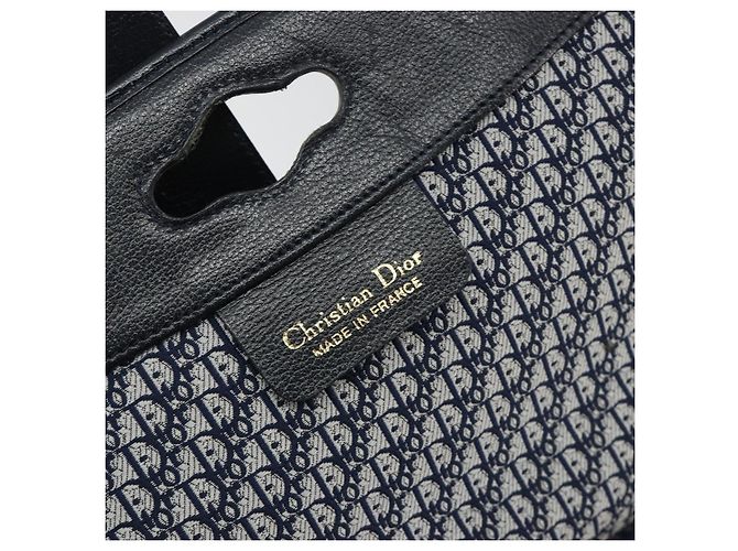 Borsa a tracolla Christian Dior in pelle blu navy e oro Auth ep14988 D'oro - vista 16