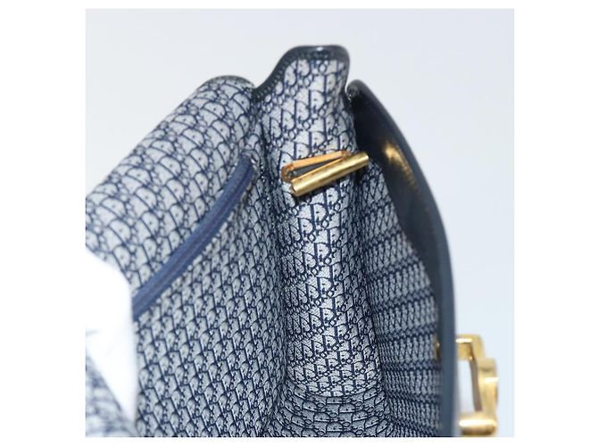 Borsa a tracolla Christian Dior in pelle blu navy e oro Auth ep14988 D'oro - vista 18