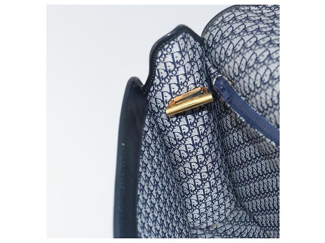 Borsa a tracolla Christian Dior in pelle blu navy e oro Auth ep14988 D'oro - vista 19