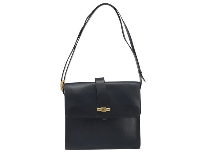 Borsa a tracolla Christian Dior in pelle blu navy e oro Auth ep14988 D'oro - vista 2