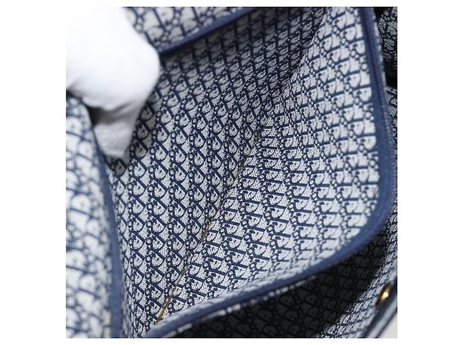 Borsa a tracolla Christian Dior in pelle blu navy e oro Auth ep14988 D'oro - vista 21