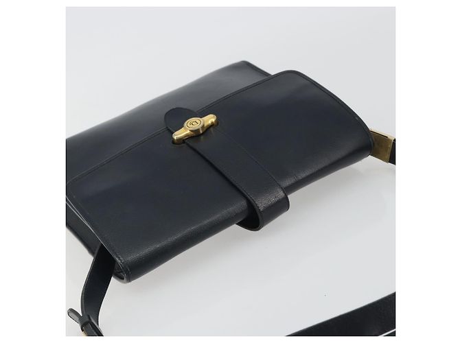 Borsa a tracolla Christian Dior in pelle blu navy e oro Auth ep14988 D'oro - vista 6