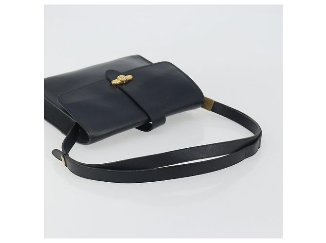 Borsa a tracolla Christian Dior in pelle blu navy e oro Auth ep14988 D'oro - vista 7