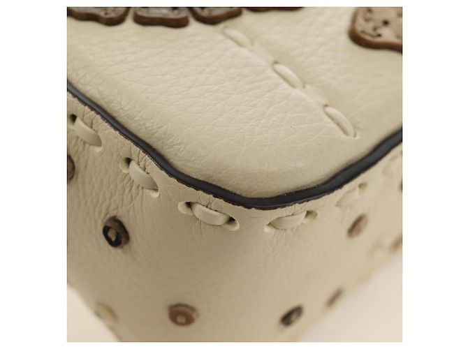 Borsa a tracolla FENDI Celeria Mamma Baguette in pelle 2way Avorio Auth 189268SAM Argento Crudo - vista 11