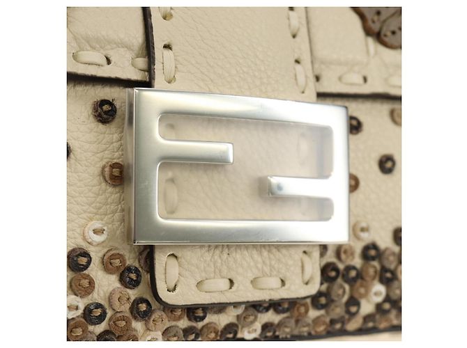 Borsa a tracolla FENDI Celeria Mamma Baguette in pelle 2way Avorio Auth 189268SAM Argento Crudo - vista 16