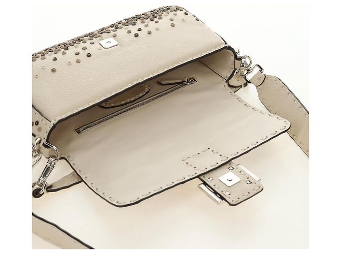 Borsa a tracolla FENDI Celeria Mamma Baguette in pelle 2way Avorio Auth 189268SAM Argento Crudo - vista 17