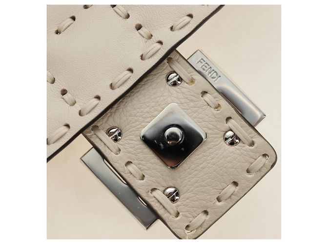 Borsa a tracolla FENDI Celeria Mamma Baguette in pelle 2way Avorio Auth 189268SAM Argento Crudo - vista 18