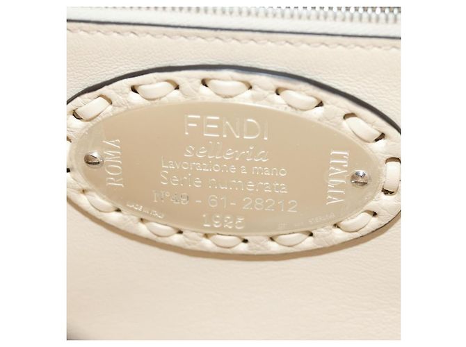 Borsa a tracolla FENDI Celeria Mamma Baguette in pelle 2way Avorio Auth 189268SAM Argento Crudo - vista 19