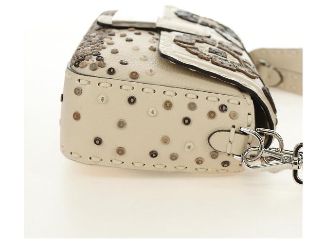 Borsa a tracolla FENDI Celeria Mamma Baguette in pelle 2way Avorio Auth 189268SAM Argento Crudo - vista 2