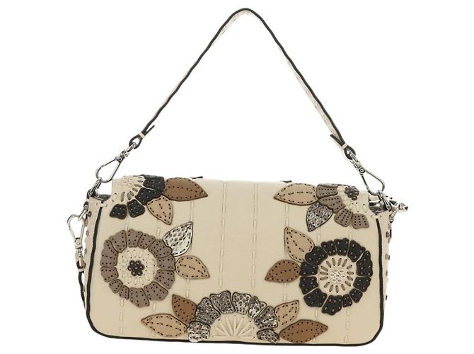 Borsa a tracolla FENDI Celeria Mamma Baguette in pelle 2way Avorio Auth 189268SAM Argento Crudo - vista 30