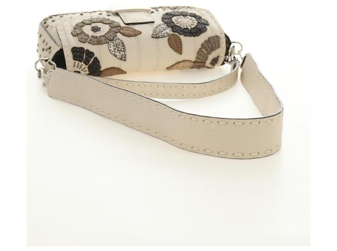 Borsa a tracolla FENDI Celeria Mamma Baguette in pelle 2way Avorio Auth 189268SAM Argento Crudo - vista 6