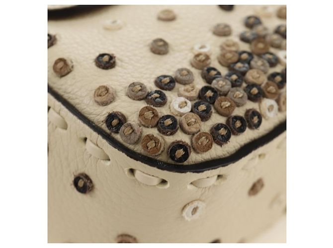 Borsa a tracolla FENDI Celeria Mamma Baguette in pelle 2way Avorio Auth 189268SAM Argento Crudo - vista 9