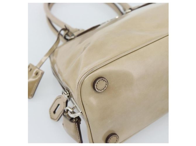 Borsa PRADA in pelle vernice beige argento Auth 190075A - vista 11
