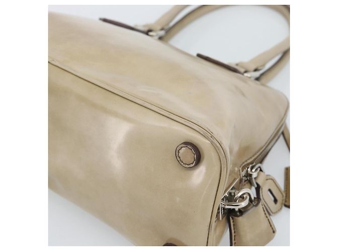Borsa PRADA in pelle vernice beige argento Auth 190075A - vista 12