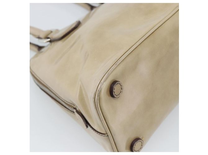 Borsa PRADA in pelle vernice beige argento Auth 190075A - vista 13