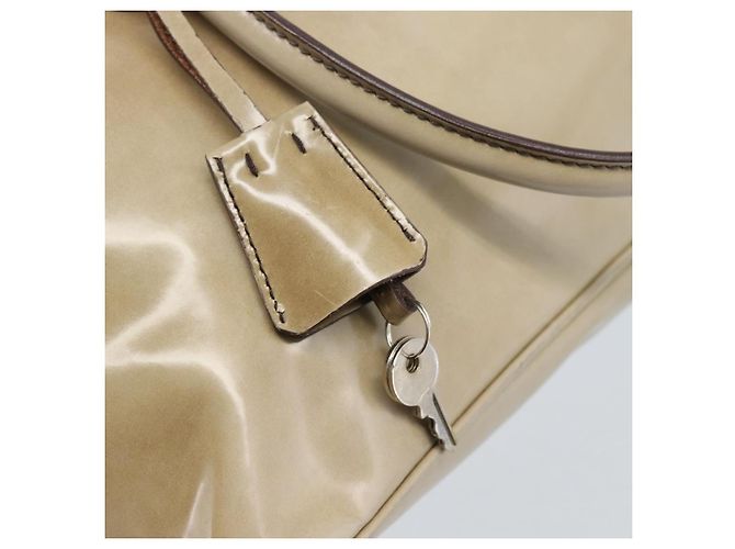Borsa PRADA in pelle vernice beige argento Auth 190075A - vista 16