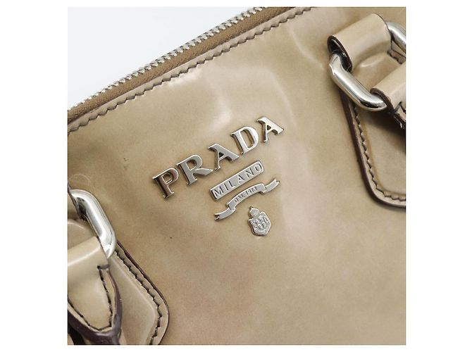 Borsa PRADA in pelle vernice beige argento Auth 190075A - vista 17