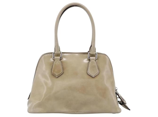 Borsa PRADA in pelle vernice beige argento Auth 190075A - vista 3