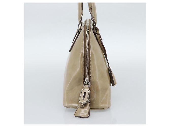 Borsa PRADA in pelle vernice beige argento Auth 190075A - vista 4