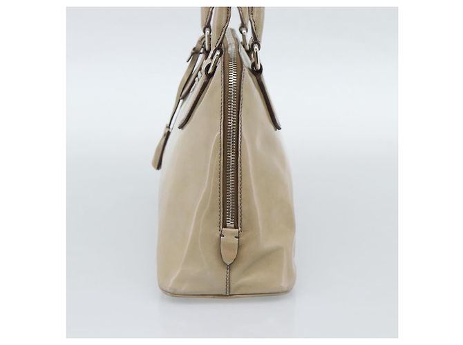 Borsa PRADA in pelle vernice beige argento Auth 190075A - vista 5