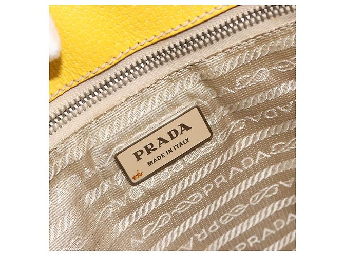 PRADA Tote Bag Canvas Beige Silber Auth 189498A - Ansicht 16