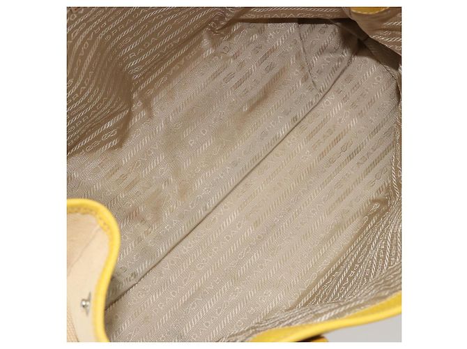 PRADA Tote Bag Canvas Beige Silber Auth 189498A - Ansicht 17