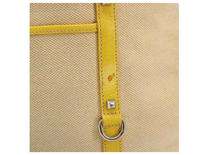 PRADA Tote Bag Canvas Beige Silber Auth 189498A - Ansicht 4