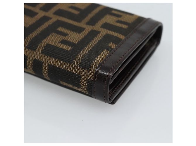 FENDI Cartera Bifold de Lona Zucca Negro Marrón Auth am11958V Castaño - vista 10